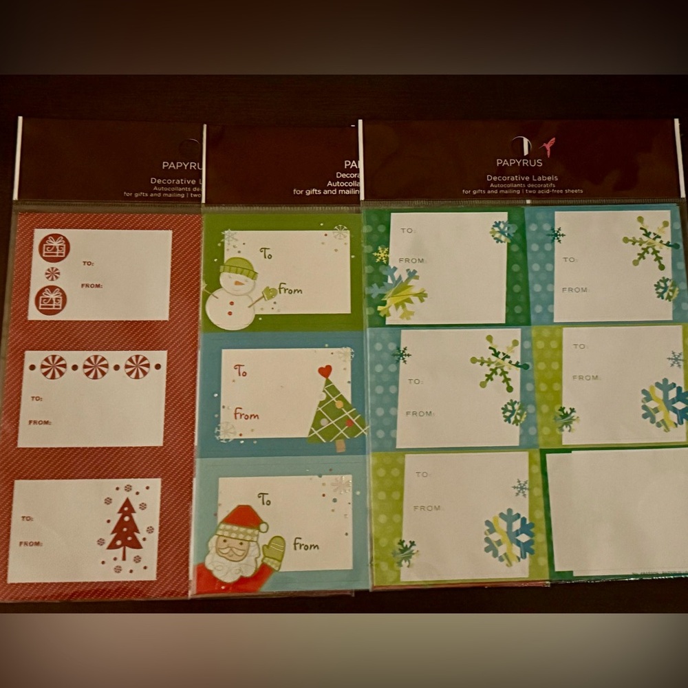 Papyrus Holiday Decorative Labels 3 Packs = 36 Labels Total NWT